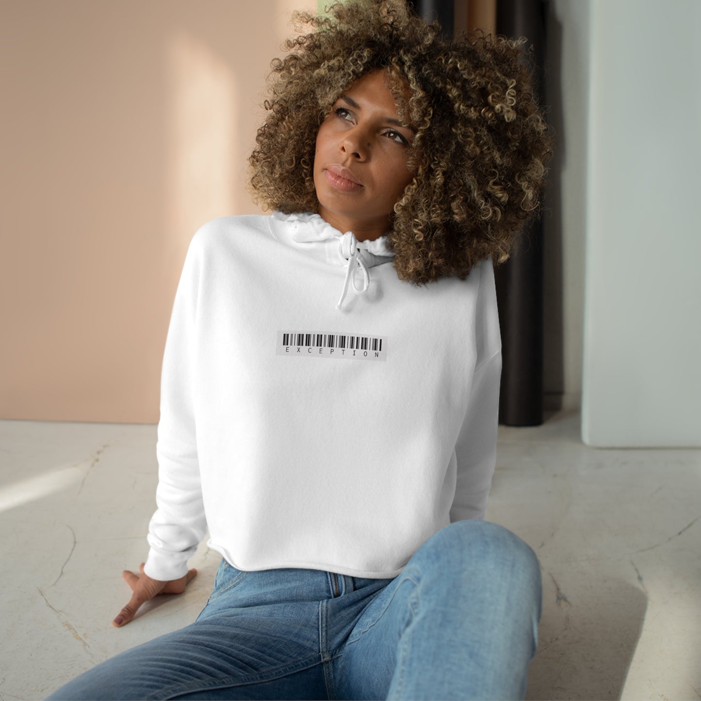 Crop White Exception Hoodie