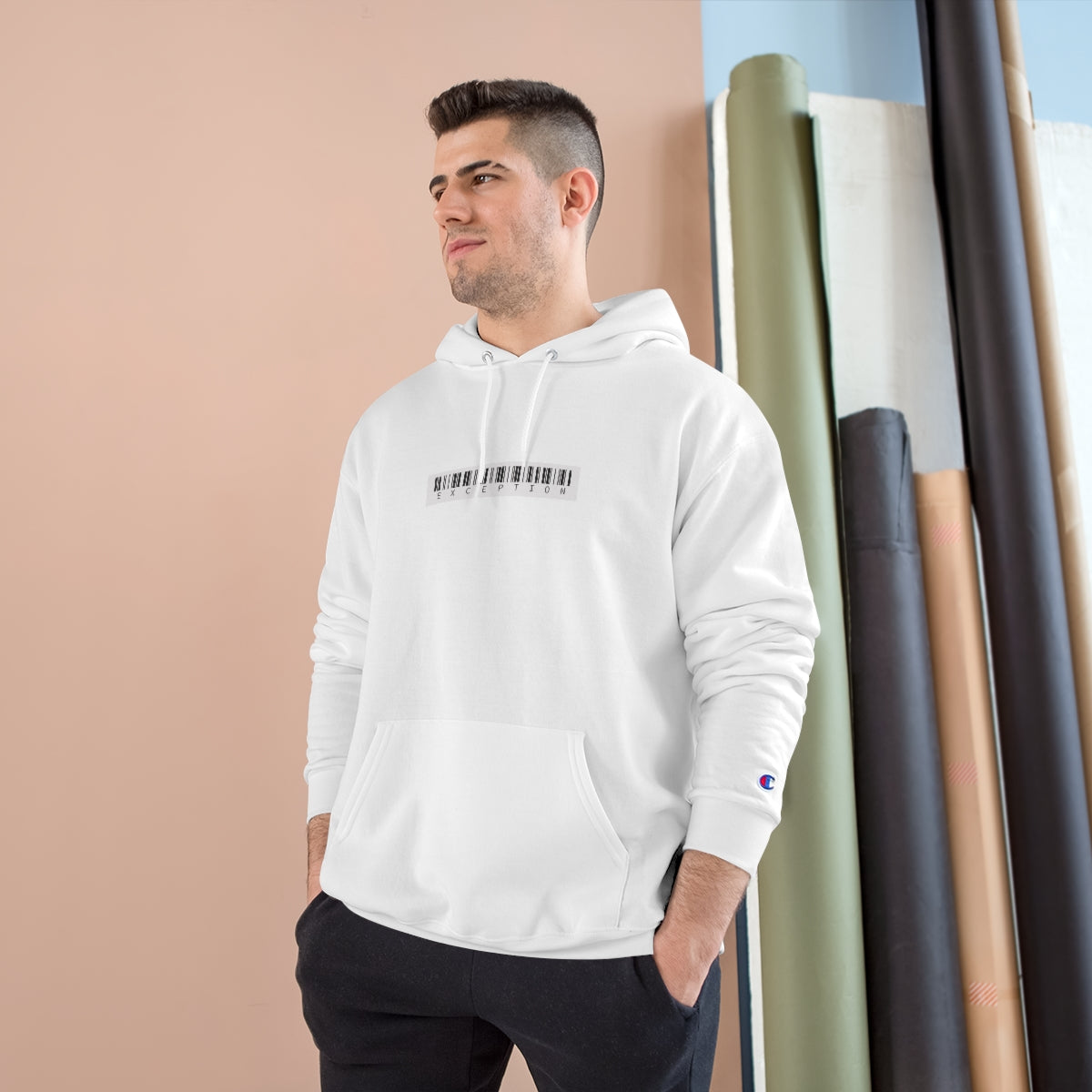 Champion Hoodie White Exception Barcode